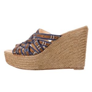 CHRISTIAN LOUBOUTIN size 38 printed wedge heels